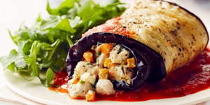 Rouleaux de Poulet Farcis aux Aubergines Rôties