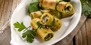 Photo de la Recette: Roulés de Pancakes Végétariens au Seitan, Oignon et Persil