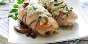 Photo de la Recette: Roulés de Poulet et Jambon Farcis, Sauce Foie Gras