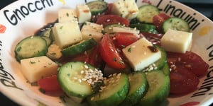 Salade de Concombres, Tomates, Fromage Vinaigre Balsamique