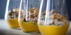 Photo de la Recette: Salade de Crevettes et Purée de Carottes