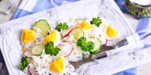 Photo de la Recette: Salade de Riz au Concombre, Radis et Oeufs Durs