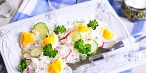 Photo de la Recette: Salade de Riz au Concombre Radis et Oeufs Durs