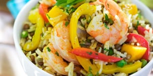 Salade de Riz Indienne aux Crevettes
