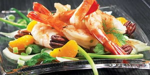 Photo de la Recette: Salade Tiède aux Mandarines et aux Crevettes Piquantes