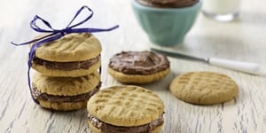 Sandwiches aux Biscuits au Beurre D’arachide avec Ganache au Yogourt Grec