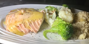 Saumon Poché, Légumes et Couscous