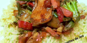 Photo de la Recette: SAUTÉ DE POULET ET DE LÉGUMES AU GINGEMBRE