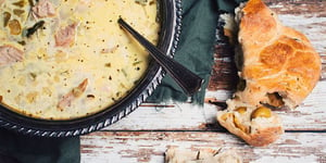 Photo de la Recette: SOUPE CRÉMEUSE À LA DINDE ET AUX POIREAU