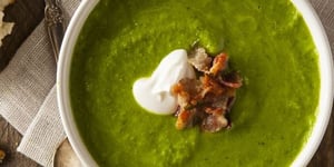 Photo de la Recette: Soupe de Petits Pois au Bacon et Mascarpone