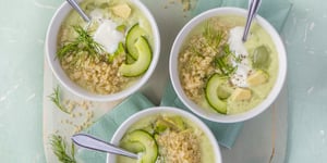 Photo de la Recette: Soupe Froide D’avocat et de Concombre au Quinoa