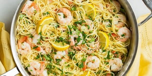 Spaghetti à L’ail, Citron et Crevette