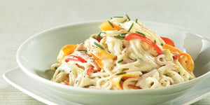 Spaghetti aux Légumes et au Jambon, Sauce Moutarde