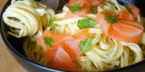 Spaghettis au Saumon Fumé