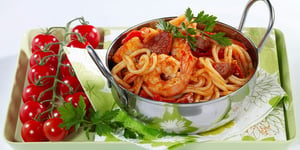 Spaghettis aux Gambas et Chorizo