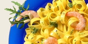 Photo de la Recette: Tagliatelle au Pesto de Roquette et Crevettes