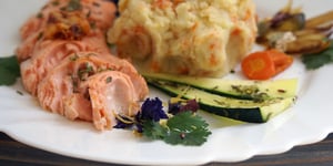 Photo de la Recette: Truite Express aux Tomates Séchées, Purée aux 2 Légumes {sans gluten, sans lactose}
