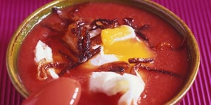 Photo de la Recette: Velouté Express de Tomates et Croustillant de Lard