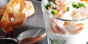 Photo de la Recette: Verrine Légère au Concombre Crabe et Fromage Frais