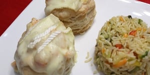 Vol-au-vent au Saumon, aux Crevettes et au Brie