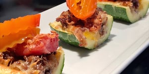 Photo de la Recette: Zucchinis Farcis de Boeuf Haché et Bacon