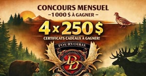 Concours Gagnez l'un des quatre certificats-cadeaux de 250$ à la Pourvoirie Domaine Desmarais! Concours Gagnez l'un des quatre certificats-cadeaux de 250$ à la Pourvoirie Domaine Desmarais!