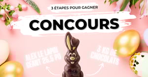Concours Gagnez ton énorme chocolat de Alex le lapin géant de Chocolats Favoris!