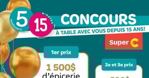 Concours 5 ingrédients, 15 minutes fête ses 15 ans!