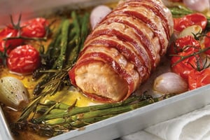 Filets de Porc Rôtis au Bacon Sauce à L'échalote Caramélisée