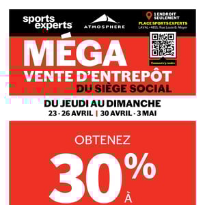 Image de la Promotion Circulaire Sports Experts - Méga vente d'entrepôt du siège social