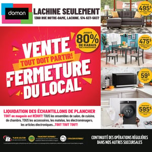 Image de la Promotion Circulaire Meubles Domon - Vente de fermeture, Lachine seulement