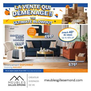 Image de la Promotion Circulaire Meubles Gilles Émond - La vente qui déménage !!