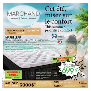 Image de la Promotion Circulaire Meubles Marchand - Matelas à Val-d'Or
