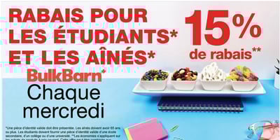 Image de la Promotion Chaque mercredi chez Bulk Barn les aînés et les étudiants obtiennent un Rabais de 15%