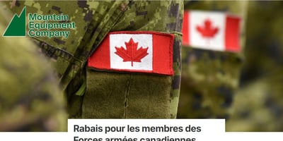 Image de la Promotion Rabais MEC pour les Membres des Forces Armées Canadiennes