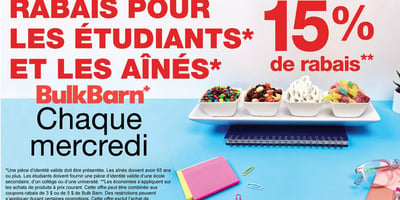 Rabais Bulk Barn  pour Aînés et Étudiants