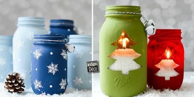 Décorations d’Hiver avec des Pots en Verre Recyclés