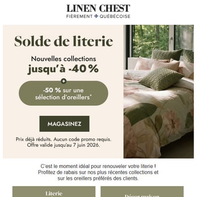 Image de la Promotion Le solde de literie est en cours !