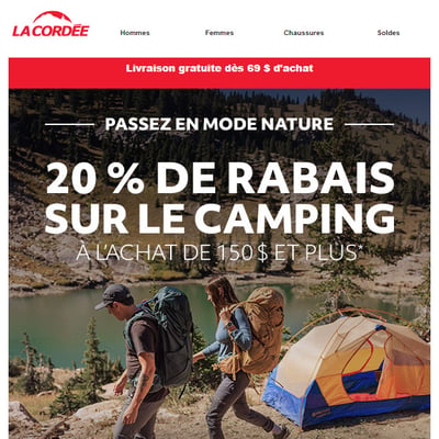 Image de la Promotion 20% de rabais sur le camping