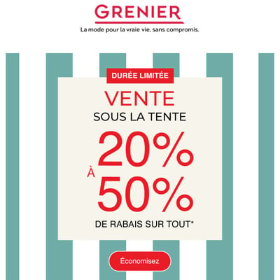 Image de la Promotion 20% à 50% de rabais sur TOUT!