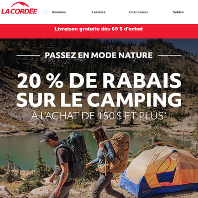 Image de la Promotion Votre équipement pour le camping