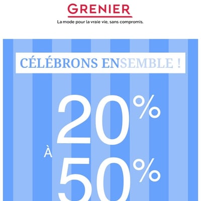 Image de la Promotion C’est reparti : 20 % à 50 % sur TOUT !