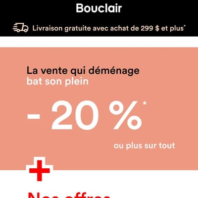 Image de la Promotion 20 % de rabais sur tout. Maintenant.