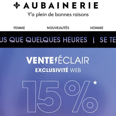 Image de la Promotion Votre rabais de 15 % finit dans quelques heures