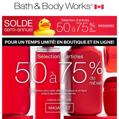 Image de la Promotion L’Offre de 50 à 75 % de rabais est EN COURS