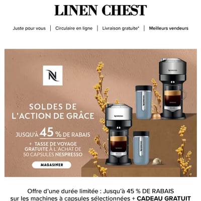 Image de la Promotion Promo Nespresso: jusqu'à-45% sur les Machines sélectionnées!