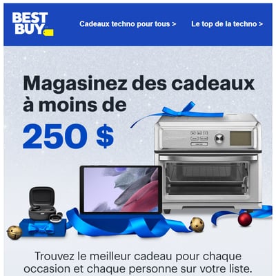 Image de la Promotion Prix d'après Noël sur les cadeaux à moins de 250 $.
