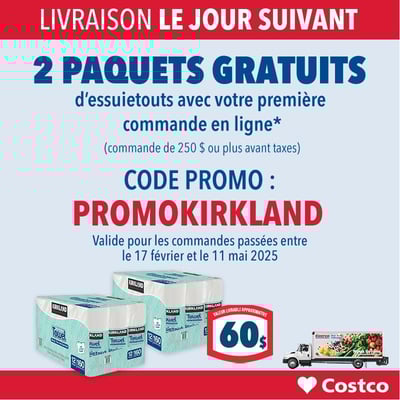 Image de la Promotion Offres Costco - 2 Paquets d'essuie-tout avec votre première commande en ligne