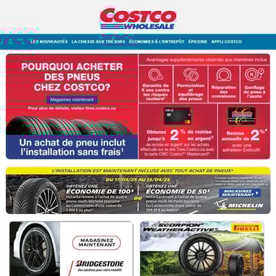 Image de la Promotion Découvres les Pneus chez COSTCO