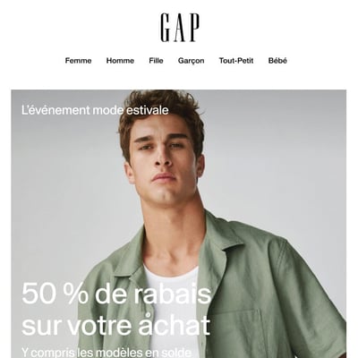 Image de la Promotion Confirmé : 50 % de rabais sur votre achat, y compris les modèles en solde